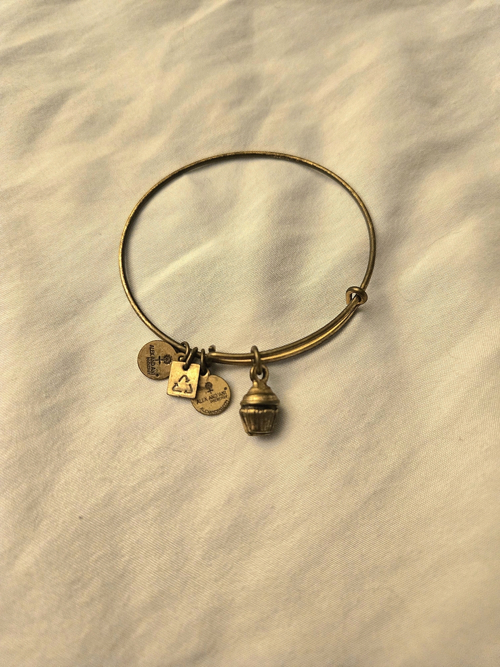 Alex and Ani Gold-Tone Cupcake Charm Expandable Bangle